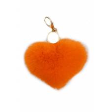 Брелок меховой "Сердце" оранжевое